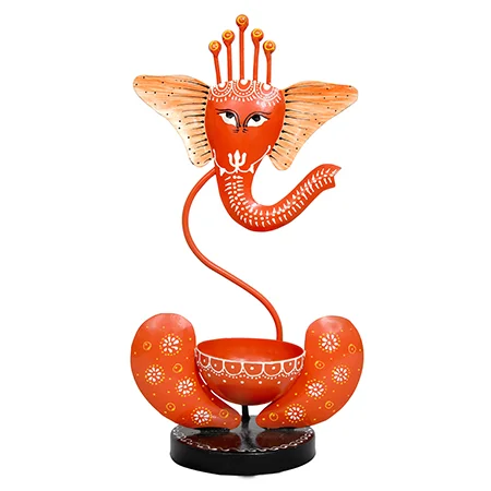  Handicraft Photography for Etsy for 1 -Metal orange Ganesha art diya